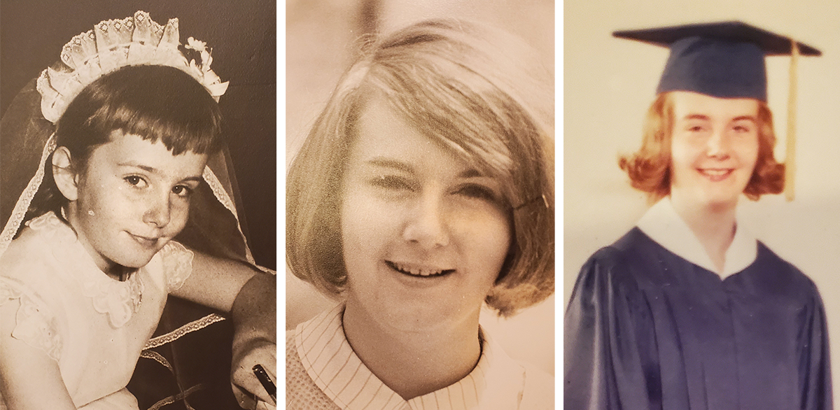 Three photos of Chief Justice Mary Jane Theis throughout her childhood